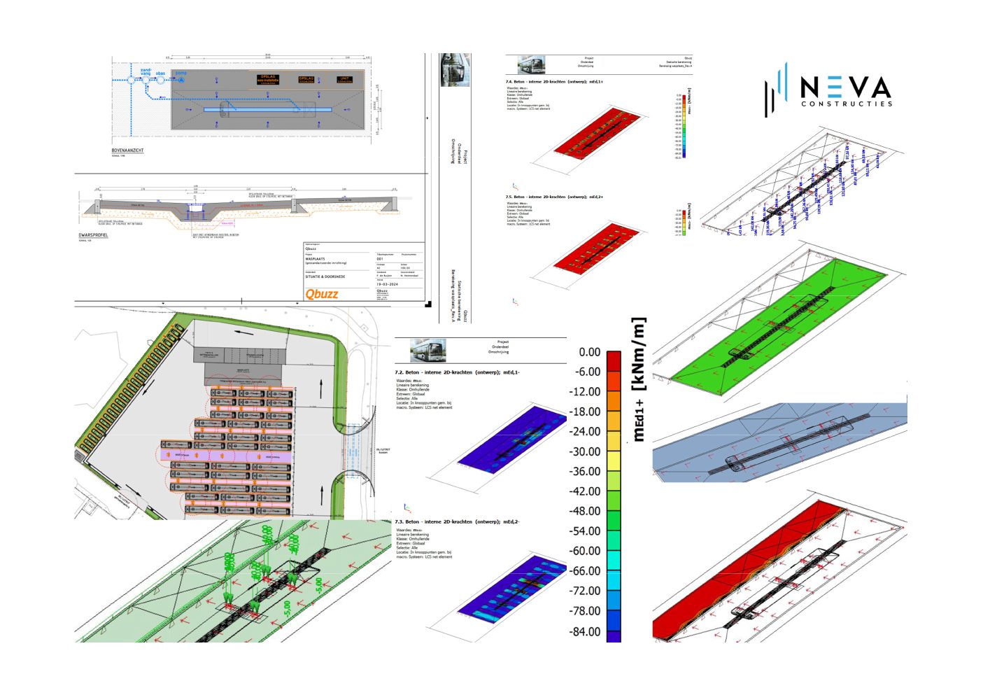 Constructieberekeningen van vloeren voor diverse wasstraten op verschillende locaties in Nederland. Opdrachtgever: Qbuzz vervoersmaatschappij